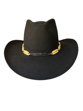 Vintage Harley Davidson Cowboy Hat Black Wool Felt 4.5" Brim X-Large USA Western